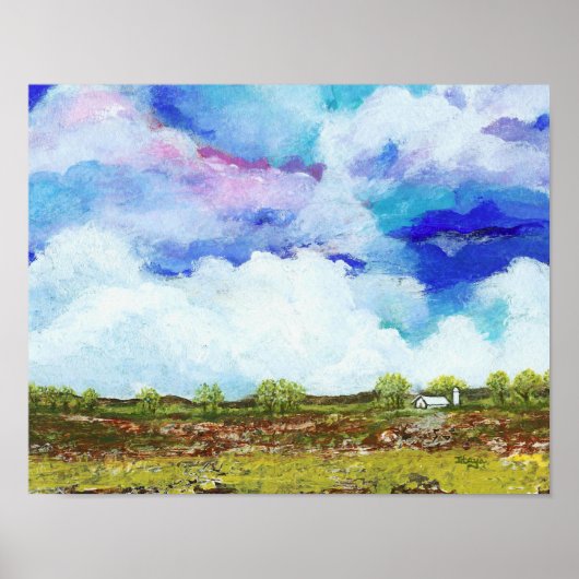 Prachtige abstracte landschapskunst boerderij huis poster (Voorkant)