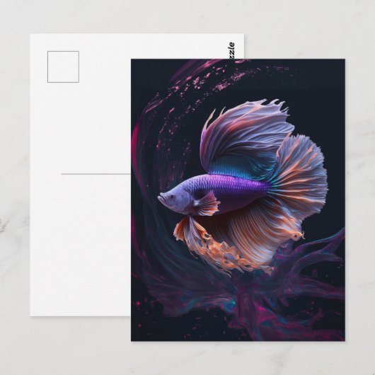 Prachtige Abstracte Paarse betta Briefkaart (Voorkant / Achterkant)