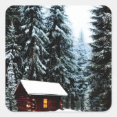 Prachtige Abstracte wintercabine Vierkante Sticker (Voorkant)