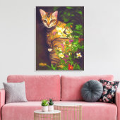 Prachtige Abyssiniaanse kat in een midnight Garden Canvas Afdruk (Insitu (Woonkamer))