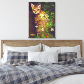 Prachtige Abyssiniaanse kat in een midnight Garden Canvas Afdruk (Insitu (Slaapkamer))
