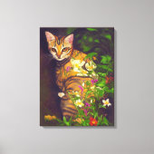 Prachtige Abyssiniaanse kat in een midnight Garden Canvas Afdruk (Voorkant)