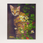 Prachtige Abyssiniaanse kat in een midnight Garden Legpuzzel (Verticaal)