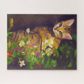 Prachtige Abyssiniaanse kat in een midnight Garden Legpuzzel (Horizontaal)