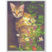 Prachtige Abyssiniaanse kat in een midnight Garden Sticker (Voorkant)