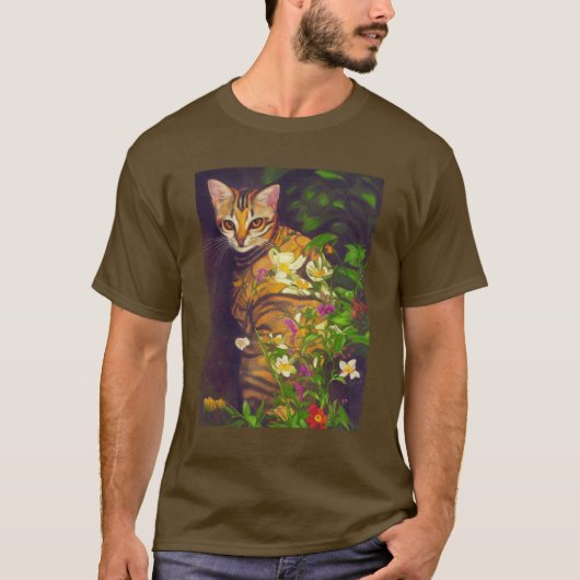 Prachtige Abyssiniaanse kat in een midnight Garden T-shirt (Voorkant)