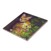 Prachtige Abyssiniaanse kat in een midnight Garden Tegeltje (Zijkant)