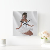 Prachtige Afrikaanse Amerikaanse Ballerina Vierkante Klok (Huis)