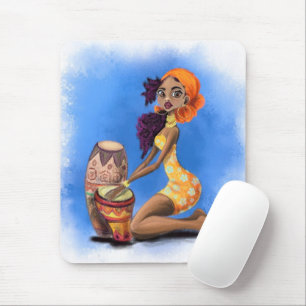 Prachtige Afrikaanse Drummer Girl - Happy Music Pa Muismat