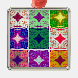 Prachtige Afrikaanse geruite kunstprint Metalen Ornament