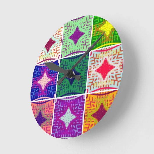 Prachtige Afrikaanse geruite kunstprint Ronde Klok (Hoek)