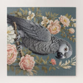 Prachtige Afrikaanse grijze papegaai met elegante  Legpuzzel (Horizontaal)