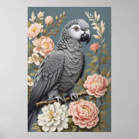 Prachtige Afrikaanse grijze papegaai met elegante 