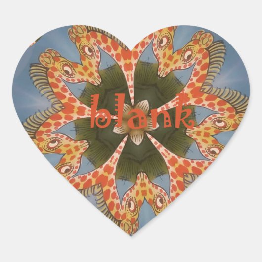 Prachtige Afrikaanse kleurrijke Giraffe blanco Hart Sticker (Voorkant)