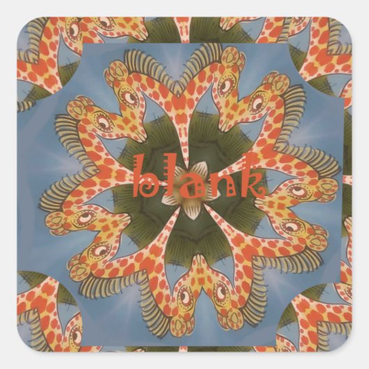 Prachtige Afrikaanse kleurrijke Giraffe blanco Vierkante Sticker (Voorkant)