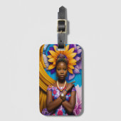 Prachtige Afrikaanse vrouw met horloge Bagagelabel (Voorkant (verticaal))