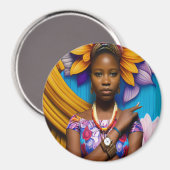 Prachtige Afrikaanse vrouw met horloge Magneet (Voorkant / Achterkant)