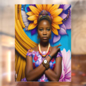 Prachtige Afrikaanse vrouw met horloge Raamsticker (Vel 2)