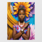 Prachtige Afrikaanse vrouw met horloge Raamsticker (Vel)