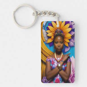 Prachtige Afrikaanse vrouw met horloge Sleutelhanger