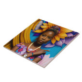 Prachtige Afrikaanse vrouw met horloge Tegeltje (Zijkant)