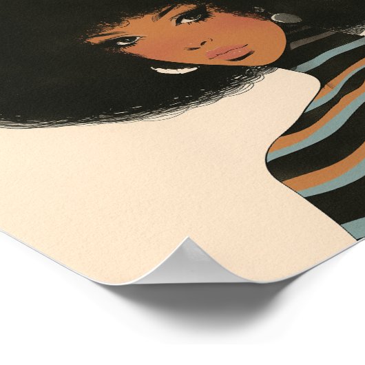 Prachtige Afro-Amerikaanse vrouw met een Afro Poster (Hoek)