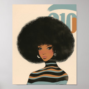Prachtige Afro-Amerikaanse vrouw met een Afro Poster