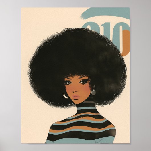 Prachtige Afro-Amerikaanse vrouw met een Afro Poster (Voorkant)