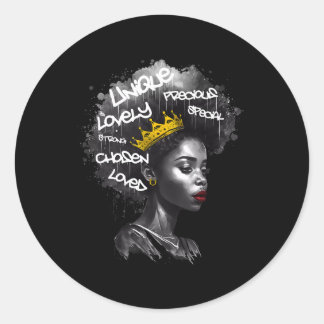 Prachtige Afro Zwarte Vrouw Met Machtige Woorden A Ronde Sticker