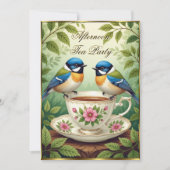 Prachtige Afternoon Tea Party Kleurrijke Vogels Kaart (Voorkant)