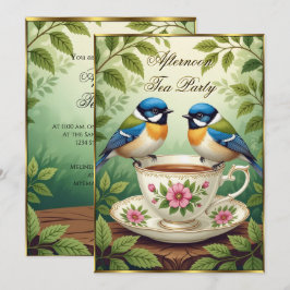 Prachtige Afternoon Tea Party Kleurrijke Vogels Kaart