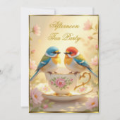Prachtige Afternoon Tea Party Kleurrijke Vogels Kaart (Voorkant)
