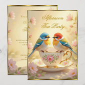 Prachtige Afternoon Tea Party Kleurrijke Vogels Kaart (Voorkant / Achterkant)
