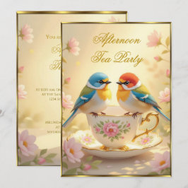Prachtige Afternoon Tea Party Kleurrijke Vogels Kaart