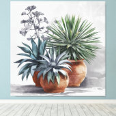 Prachtige Agave Planten in Rustieke Terracotta Pot Canvas Afdruk (Insitu (Houten vloer))