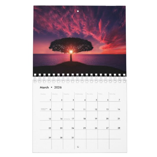 Prachtige agenda voor Zonsondergangen Kalender (Mar 2026)