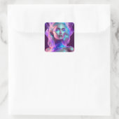 Prachtige AI Art Icy Glass Like Vrouw Vierkante Sticker (Tas)
