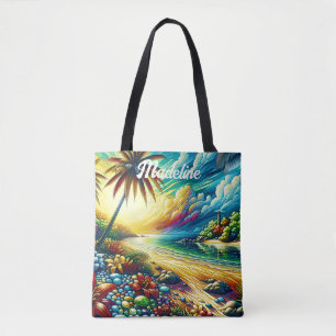 Prachtige AI Art Kustschoonheid gepersonaliseerd Tote Bag