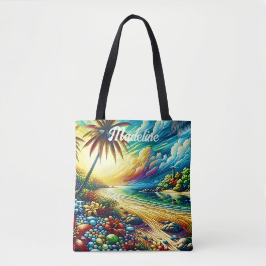 Prachtige AI Art | Kustschoonheid gepersonaliseerd Tote Bag (Voorkant)