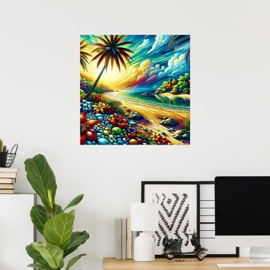 Prachtige AI Art | Kustschoonheid Poster (Thuiskantoor)