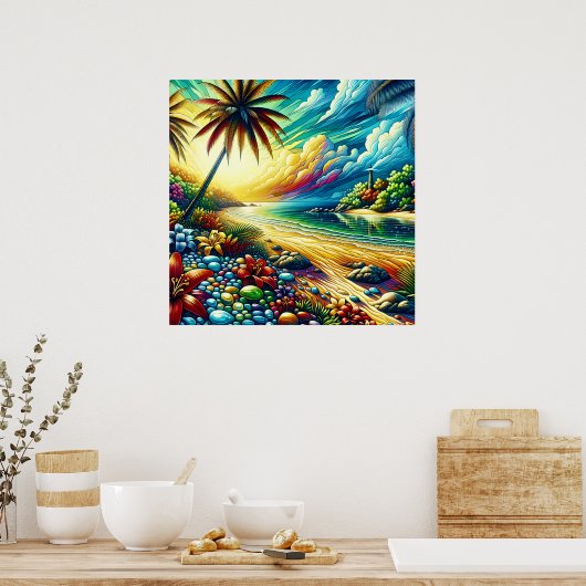 Prachtige AI Art | Kustschoonheid Poster (Keuken)