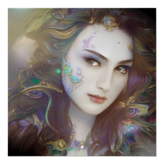 Prachtige AI Glanzend Poster voor dames (Voorkant)