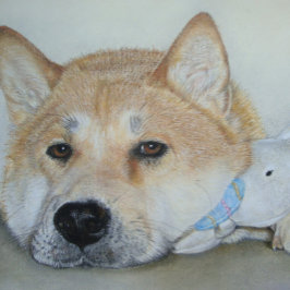 prachtige akita hond met doordachte expressie briefkaart