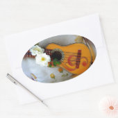 Prachtige akoestische gitaarmuziek ovale sticker (Envelop)