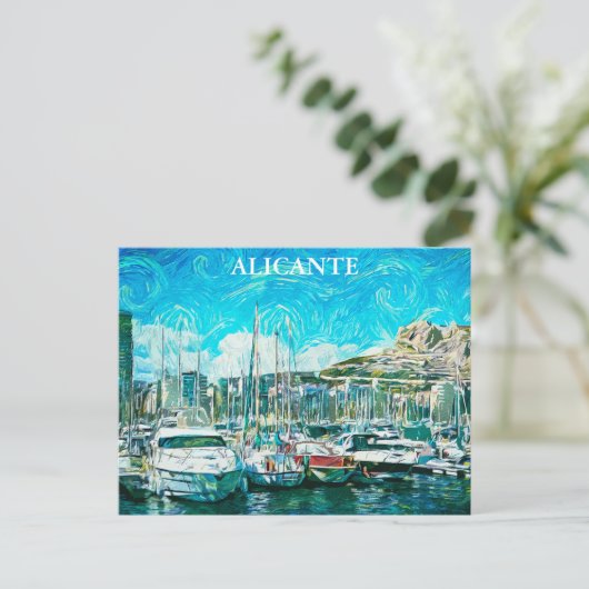 Prachtige Alicante Olieverf Illustratie Briefkaart (Staand voorkant)