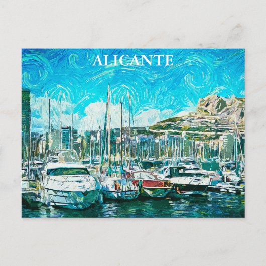 Prachtige Alicante Olieverf Illustratie Briefkaart (Voorkant)