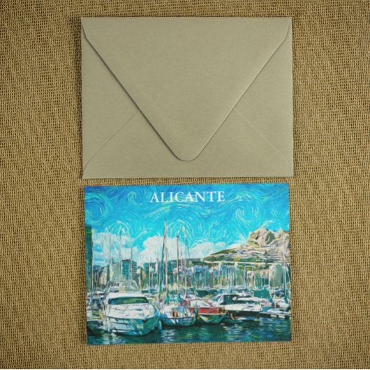 Prachtige Alicante Olieverf Illustratie Briefkaart