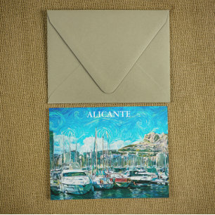 Prachtige Alicante Olieverf Illustratie Briefkaart