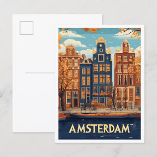 Prachtige Amsterdam Art Illustration Travel Briefkaart