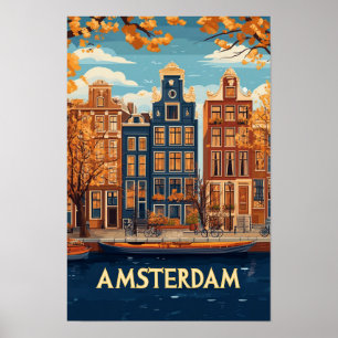 Prachtige Amsterdam Art Illustration Travel Poster